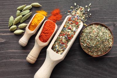 Various types of spices.