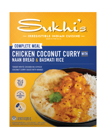Sukhi's yummy Halal chicken coconut curry.