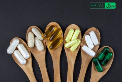 A group of wooden spoons with various types of supplements.