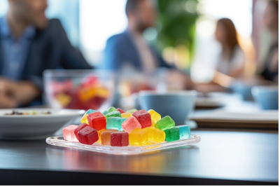 Halal rainbow gummies.