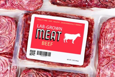 Packages of lab grown halal beef.